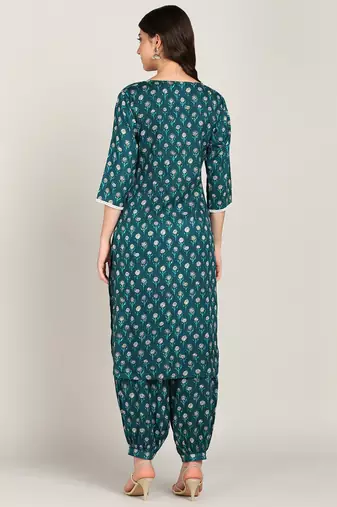  cotton & rayon kurta salwar set teal