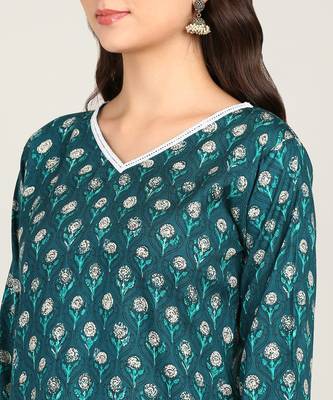  cotton & rayon kurta salwar set teal 3