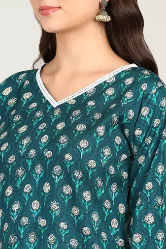  cotton & rayon kurta salwar set teal
