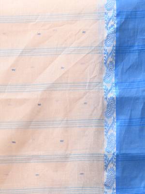 Cream Pure Cotton Tant Saree With Woven Designs Without Blouse 4