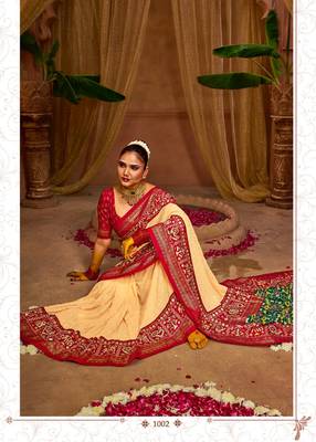 Chiku Colour Premium Georgette Chikankari Lucknowi Embroidered Saree With Un-Stitched Blouse 2