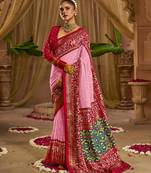 Pijk Colour Premium Georgette Chikankari Lucknowi Embroidered Saree With Un-Stitched Blouse