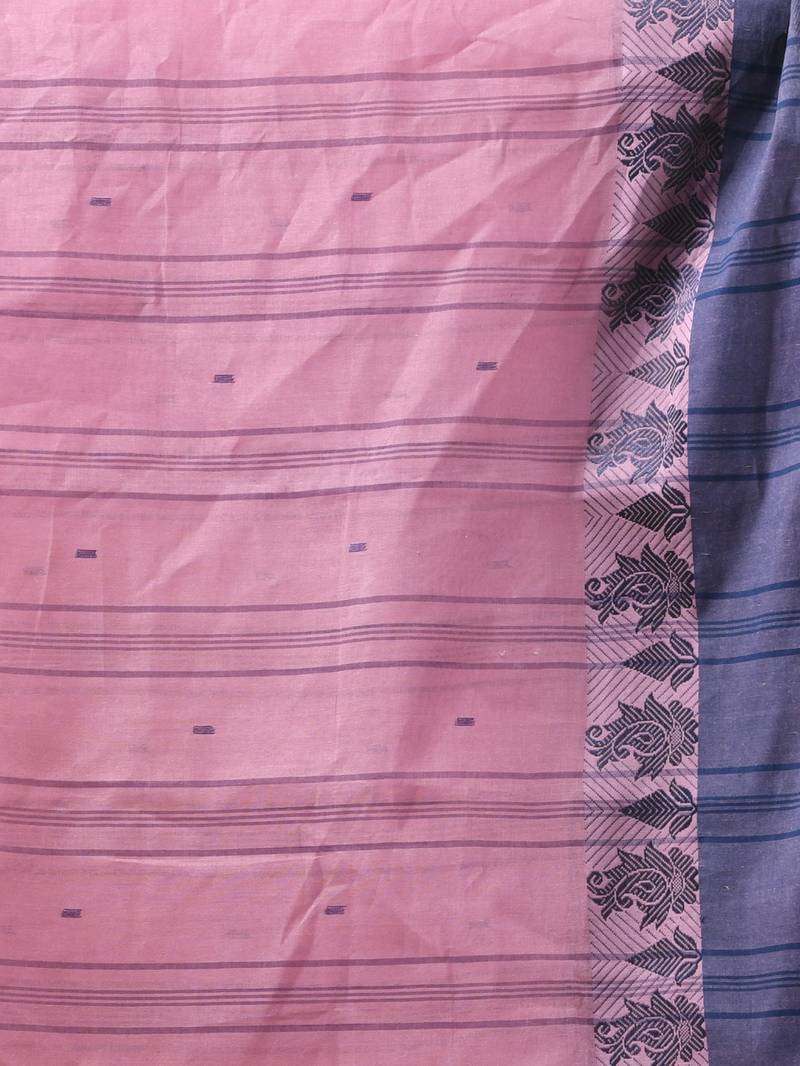 Lemonade pink pure cotton tant saree with woven designs