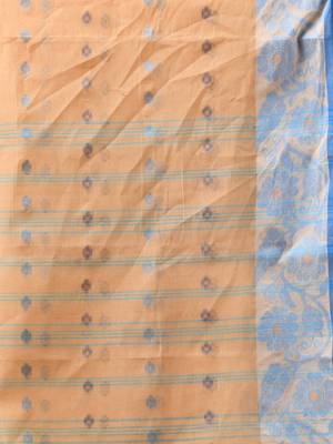 Beige Pure Cotton Tant Saree With Woven Designs Without Blouse 4