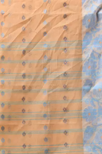 Beige Pure Cotton Tant Saree With Woven Designs Without Blouse