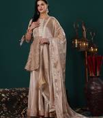 Ethnovog ready to wear peach jimmy choo embroidered palazzo suit