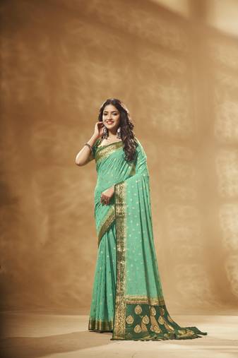 Georgette Green Color Saree
