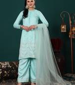 Ethnovog ready to wear light sea green net embroidered salwar suit