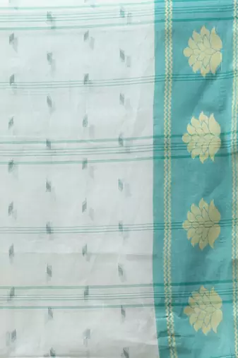 Mint Green Pure Cotton Tant Saree With Woven Designs Without Blouse