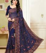 Blue Multi Resham Embroidery Georgette Saree