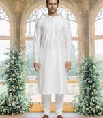 White art silk jacket kurta for men's