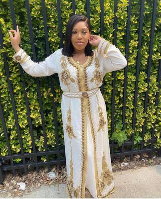 Off White Handcrafted Zari work Stitched Georgette Kaftan Party Dress 1