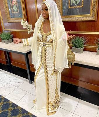 Off White Handcrafted Zari work Stitched Georgette Kaftan Party Dress 4