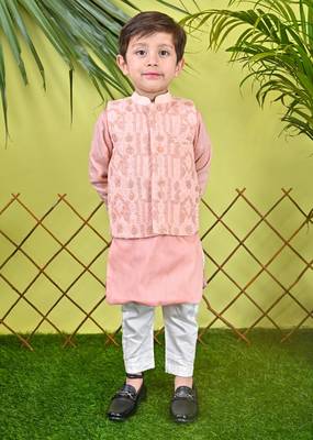 Peach Kurta Jacket Off White  Churidar 1