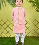 Peach Kurta Jacket Off White  Churidar