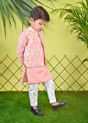 Peach Kurta Jacket Off White  Churidar 2