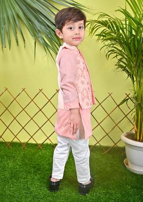 Peach Kurta Jacket Off White  Churidar 3