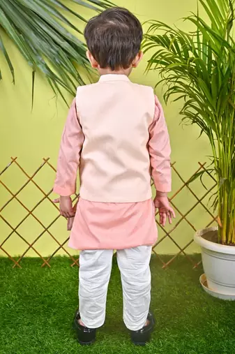 Peach Kurta Jacket Off White  Churidar