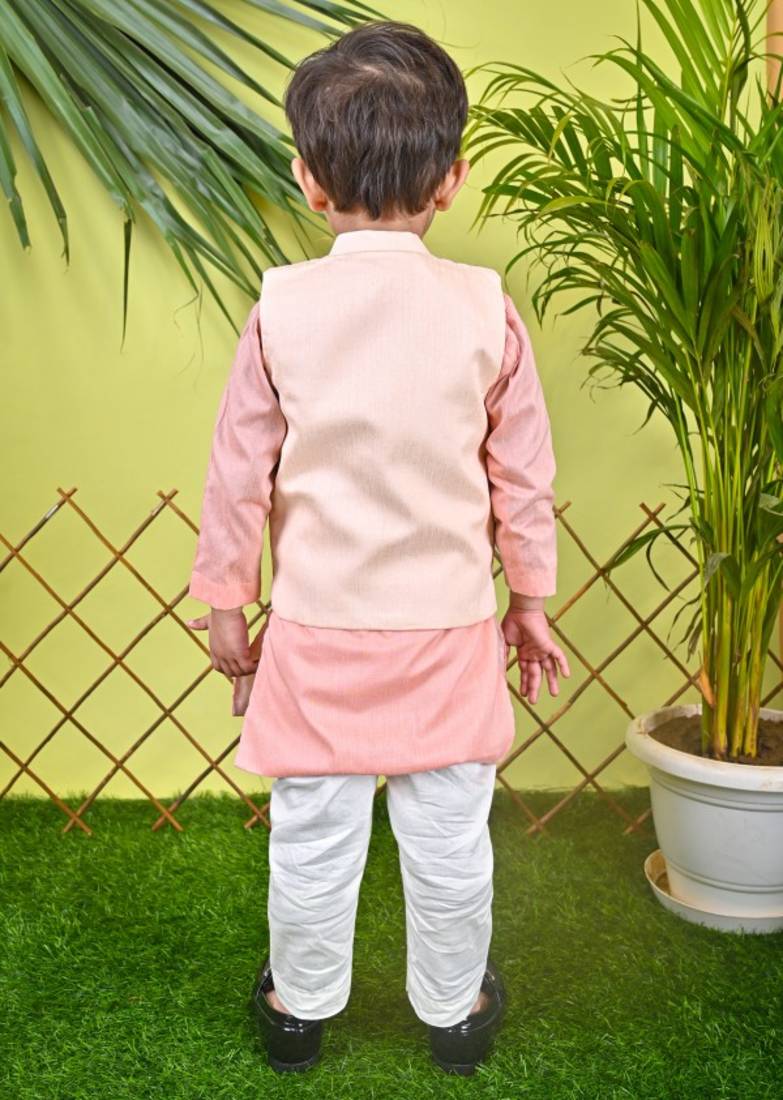 Peach Kurta Jacket Off White  Churidar