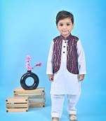 White Kurta Pant Brown Nehru Jacket