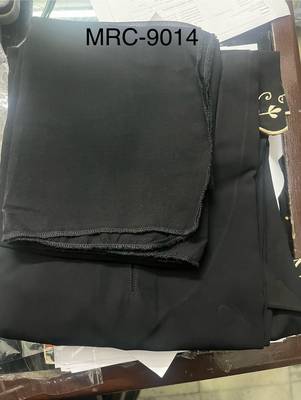 Black Embroidered Crepe Solid Abaya With Hijab 6