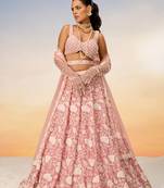 Rose Gold Chinon Sequins and Zarkan embroidery Semi-Stitched Lehenga choli & Dupatta