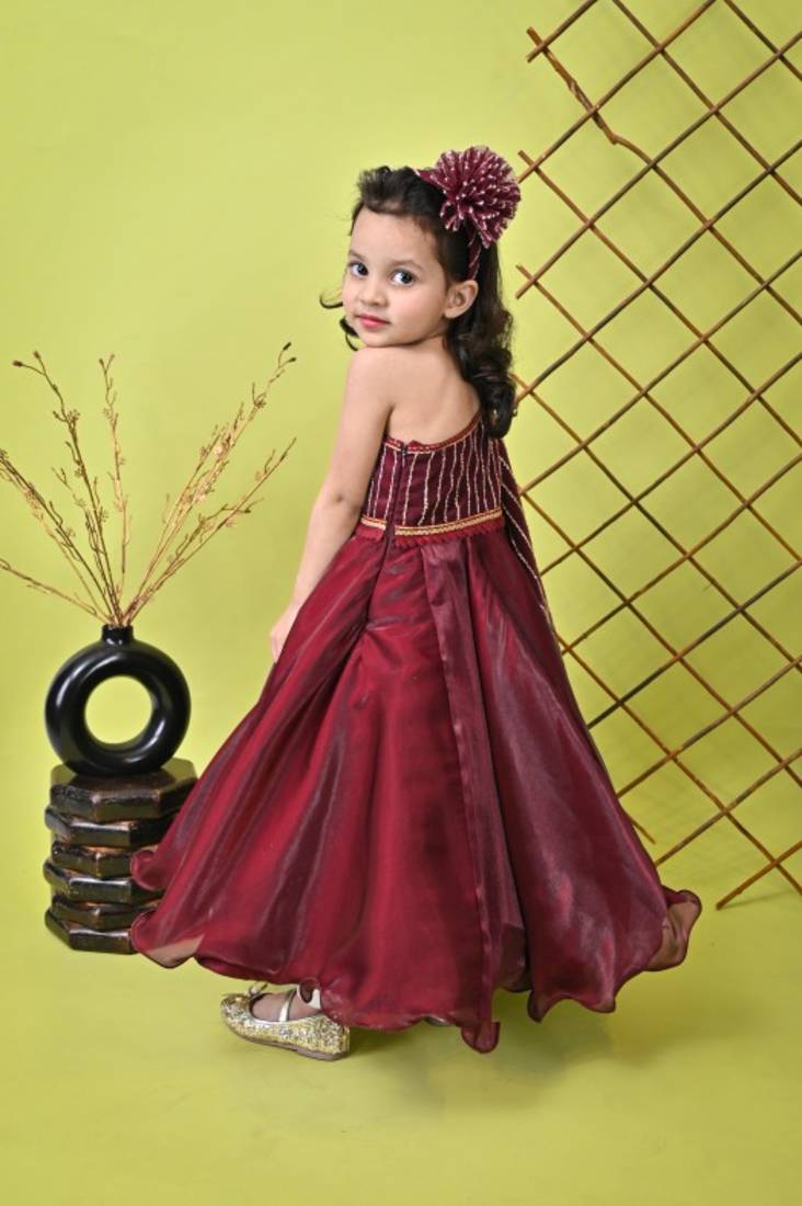 Wine One Shoulder Gown