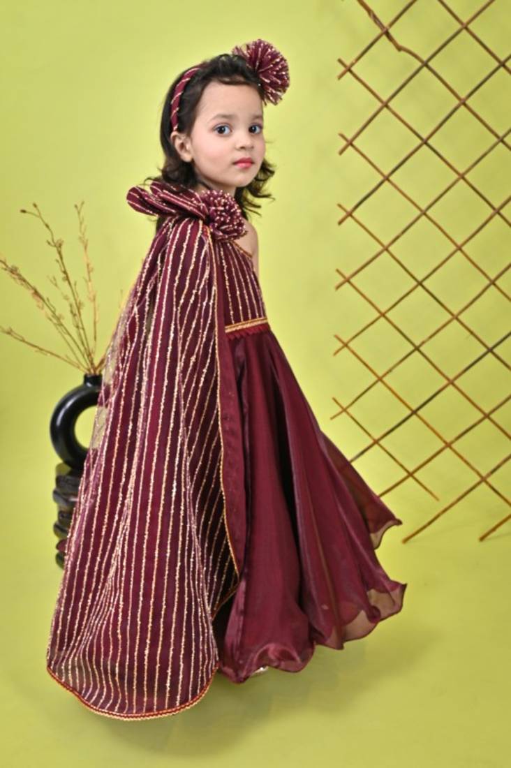 Wine One Shoulder Gown