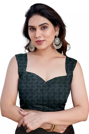 Black Chiffon Floral Print Saree With Unstitched Blouse Piece