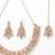 Rose gold plated rainbow stone collar bone necklace set with earring & maangtika jewellery set for women (ns105599)