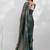 Women green plain organza saree with blouse