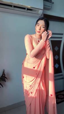 CAYORII PEACH COLOUR GEORGETTE FABRIC READY TO WEAR SAREE 2