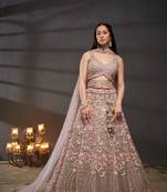 Mauve Net Multi Sequins with heavy Zarkan embroidery Semi-Stitched Lehenga choli & Dupatta