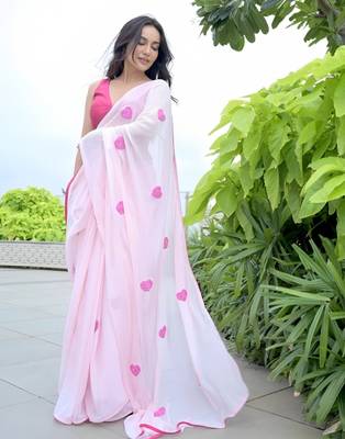 CAYORII LIGHT PINK COLOUR GEORGETTE FABRIC READY TO WEAR SAREE 1