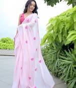 CAYORII LIGHT PINK COLOUR GEORGETTE FABRIC READY TO WEAR SAREE