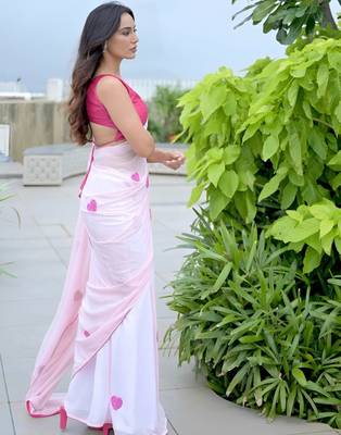 CAYORII LIGHT PINK COLOUR GEORGETTE FABRIC READY TO WEAR SAREE 3