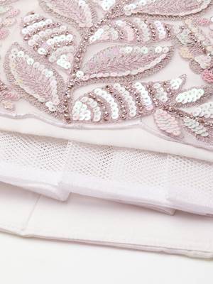 Cream Net Multi Sequins with heavy Zarkan embroidery Lehenga choli & Dupatta 7