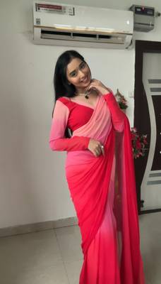 CAYORII MULTI COLOUR GEORGETTE FABRIC READY TO WEAR SAREE 4