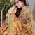 Yellow Kota Doria/Polyester Leaf Print/Floral Print Golden Zari Border Saree With Unstitched Blouse Piece