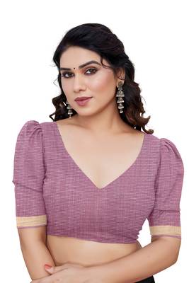 Dusty green kota doria/polyester floral print golden zari border saree with unstitched blouse piece 5