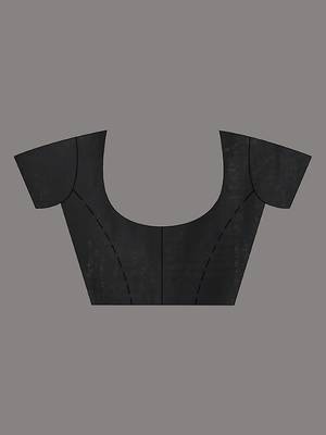 Black cotton soft saree with stripes designs 5