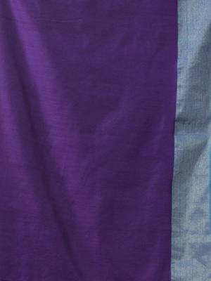 Grey and purple half & half cotton soft saree with zari border 4