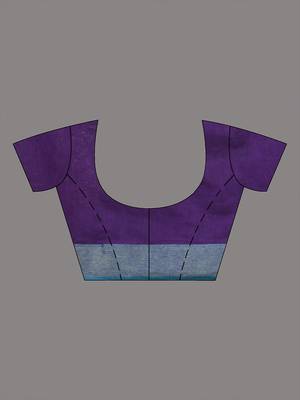 Grey and purple half & half cotton soft saree with zari border 5