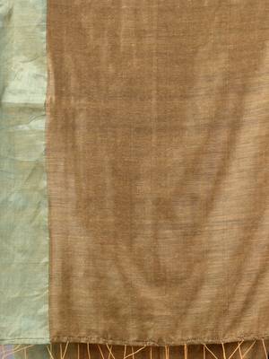 Beige cotton soft saree with zari border 4