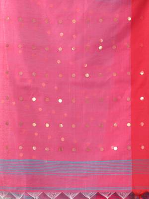 Sea green cotton blend saree with sequins work 4