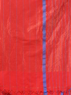 Red cotton soft saree with checked box designs 4