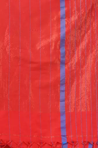 Red cotton soft saree with checked box designs