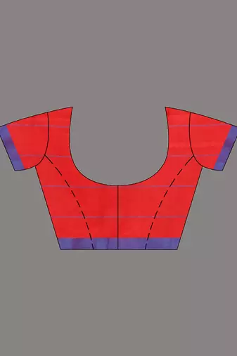 Red cotton soft saree with checked box designs
