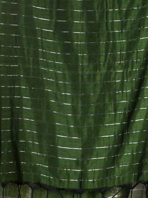 Green cotton soft saree with stripe designs 4