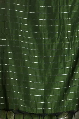 Green cotton soft saree with stripe designs
